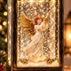 Ночник фонарь новогодний WDL 21141 Ангел LED подсветка эффект снегопада блестки винтажный рождественский декор 10,5х10,5х27 см для дома праздничного стола комода полки подоконника бронзово золотистый - изображение 3