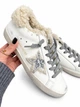 Зимние женские кеды Golden Goose белые из натуральной кожи на шерстяном меху с серебристой звездой размер 38 - изображение 2
