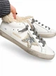 Зимние женские кеды Golden Goose белые из натуральной кожи на шерстяном меху с серебристой звездой размер 38 - изображение 4