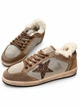 Зимние женские кеды Golden Goose бежево-коричневые из натуральной кожи и замши на шерстяном меху размер 38 - изображение 3