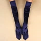 Довгі атласні рукавички honey fashion accessories s/m/l темно-синій (30к048) - зображення 2