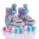 Роликовые коньки раздвижные ролики квады Русалочка Banwei 176 размер 34-38 White-Violet-Blue - изображение 1