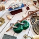 Серьги подвески Донат конго малахит прессованный - изображение 4