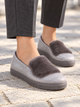 Слипоны женские серые с мехом Ok shoes 39 (XK0138) - изображение 4