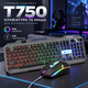 Игровой комплект T750 клавиатура и мышь с USB подключением и RGB подсветкой, мультимедийные клавиши, проводной, черный - изображение 1