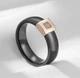 Каблучка чорна кераміка з цирконом (золото 585п) 7мм 16–22р Ceramic Square Shine GONCHAR & CO. ювелірний сплав — Розмір каблучки: 16р - изображение 8
