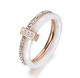 Каблучка біла кераміка доріжка з цирконами (золото 585п) 6 мм 16–19 р White Ceramic Crystal Line GONCHAR & CO. ювелірний сплав — Розмір каблучки: 16р - изображение 1