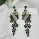 Жіночі сережки підвіски ажурні з зеленими цирконами (золото 750п) пусети Emerald Floral GONCHAR & CO. ювелірний сплав - зображення 4