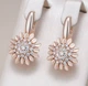 Жіночі сережки квітка з цирконами (золото 585п) англійський замок Diamond Lace GONCHAR & CO. ювелірний сплав - изображение 7