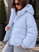 Куртка женская Lady Yep 8011 вафельная оверсайз с капюшоном и накладными карманами 42 голубая - изображение 7