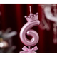 Свічка-цифра "6" з короною РОЖЕВИЙ - изображение 1