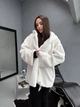 Женская шуба Soft с капюшоном свободного кроя молочная 42-48 - изображение 5