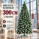 Искусственная новогодняя елка 300 см заснеженная, пушистая елка с шишками и белыми кончиками на металлической подставке - изображение 3