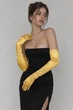 Довгі атласні рукавички honey fashion accessories s/m/l яскраво-жовтий (30к048) - изображение 1