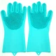 Силиконовые перчатки для уборки и мытья посуды Magic Silicone Gloves Бирюзовые HMD 91-8722182 - изображение 1