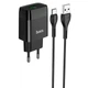 Сетевое зарядное устройство HOCO с кабелем Type-C 1USB, QC3.0/FCP/AFC, 3A, 18W с функцией быстрой зарядки Black (C72QTC) - изображение 2
