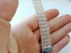 Серебряный браслет 925 пробы тройной Арабский бисмарк с камнями 18см / 14мм белый - изображение 5