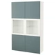 Сервант IKEA (ІКЕА) BESTÅ 120х40х192см Valviken темно-синій білий (091.386.49) - зображення 1