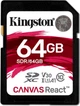 Карта памяти SDXC 64GB UHS-I/U3 Class 10 Kingston Canvas React R100/W80MB/s (SDR/64GB) - изображение 1