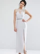 Сукня максі з розрізом і обробкою з каменів Elise Ryan AS120620-23 XL (79847XL) Блакитний - зображення 1