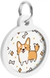Адресник для собак и котов металлический Collar WAUDOG Smart ID c QR паспортом, рисунок "Корги", круг, Д 25 мм (0625-0212) - изображение 3