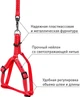 Шлея "Dog Extreme" нейлон. регул. с поводком для котов, кроликов и мор.свинок (ш. 10мм, В:28-40см), Красный (07023) - изображение 3