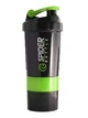 Шейкер Spider Bottle 2Go 500 мл + 2 отсека (по 100 мл) Черный с зеленым - изображение 1