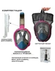 Полнолицевая маска для плавания TheNice Easy Breath III L/XL Розовая с креплением для камеры - изображение 5