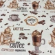 Вафельна тканина Текстерно кава з написами Coffe, Latte, Cappuccino, ш. 50 см, пог.м. (953) - зображення 1