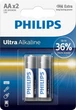 Батарейка Philips Ultra Alkaline AA BLI 2 (LR6E2B/10) - изображение 1