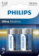 Батарейка Philips Ultra Alkaline C BLI 2 (8712581550400) - изображение 1