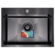 Мойка для кухни MIXXUS из нержавеющей стали MX5843-200x1.0-PVD 580x430мм прямоугольная врезная матовая 1мм черная с сифоном MX0576 - изображение 1