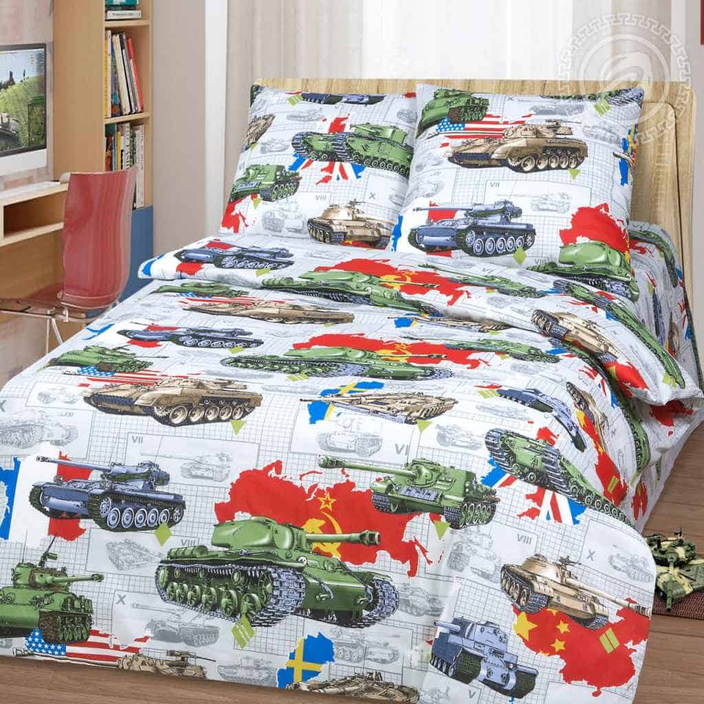 

Постельное белье Vpostelke бязь Танки WOT 1.5-Спальный 150х220 см белый