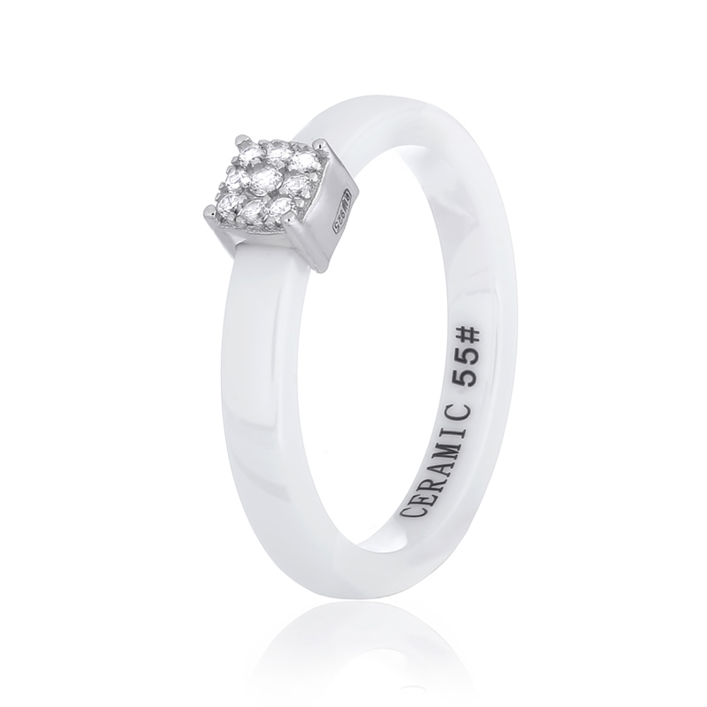 

Серебряное кольцо Silvex925 16.5 мм с фианитом и керамикой (вес 2.6 г) модели К2ФК1/1013-16,5