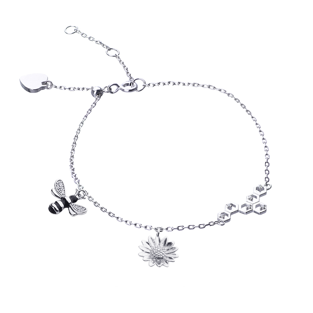 

Серебряный браслет Silvex925 22.5 ±2 см с фианитом и эмалью (вес 2.9 г) модели Б2ЧФ/1025