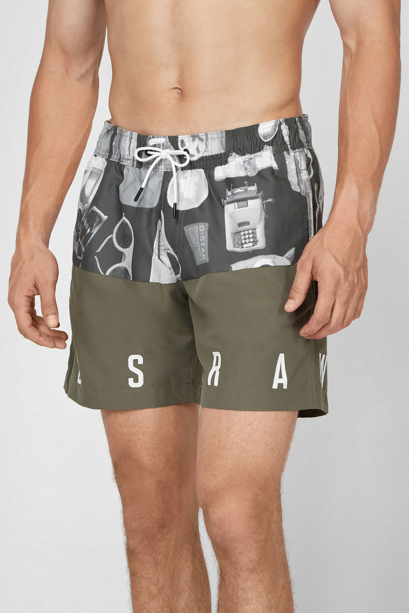 

Мужские зеленые плавтельные шорты с принтом Dirik colour block G-Star RAW S D17259,A505