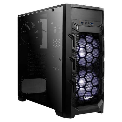 

Корпус Antec GX202,Gaming, MidT, 2*USB3.0, 2*120мм LED white+1*120мм, акрил(бок.панель),безБП,черный