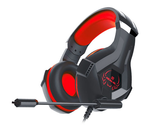 

Стереонаушники с микрофоном REAL-EL GDX-7575 Black-Red, Джек 3,5мм 4pin, адаптер 1м для ПК (27186)