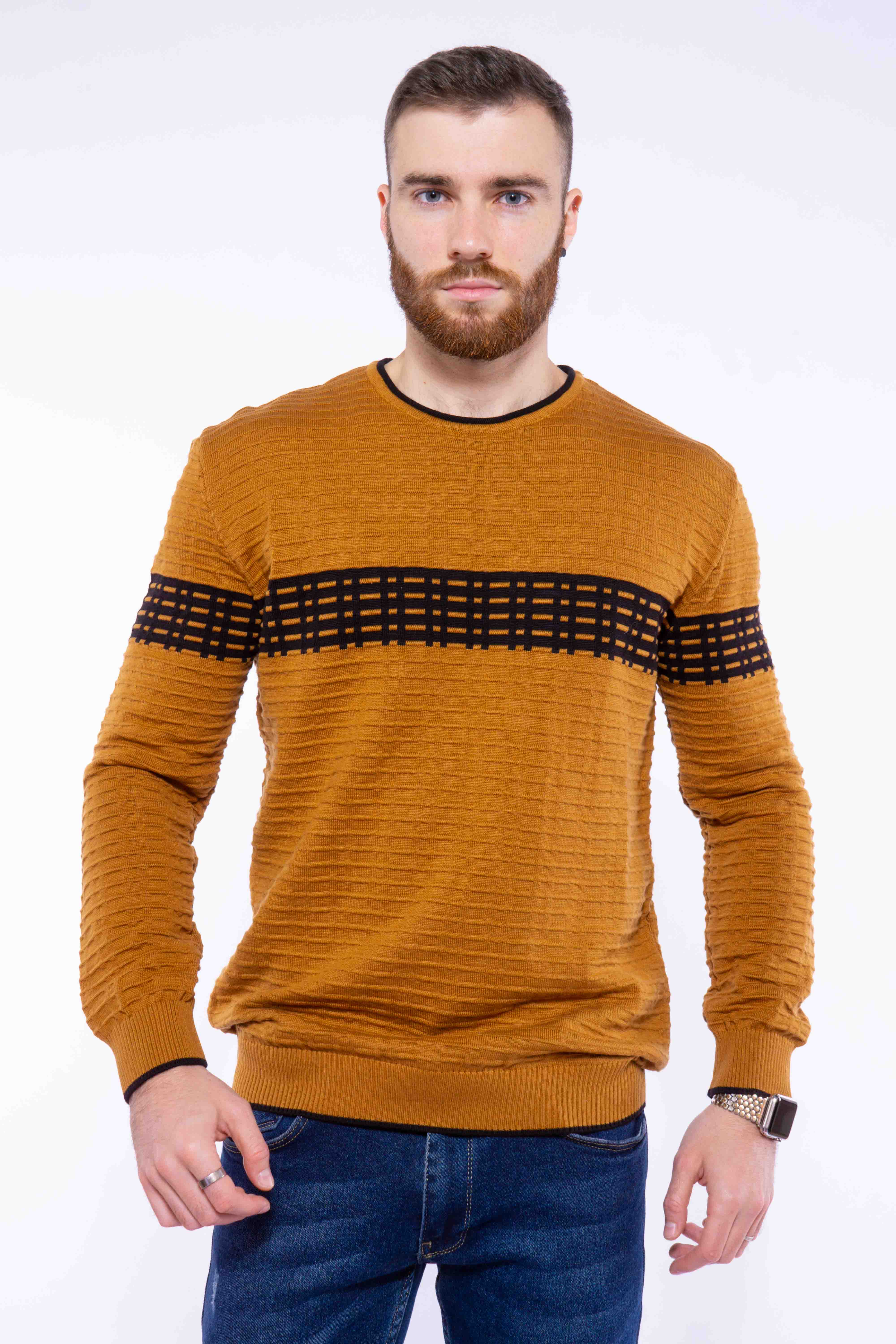 

Стильный мужской джемпер Time of Style 608F003  Горчичный, Стильный мужской джемпер Time of Style 608F003 M Горчичный