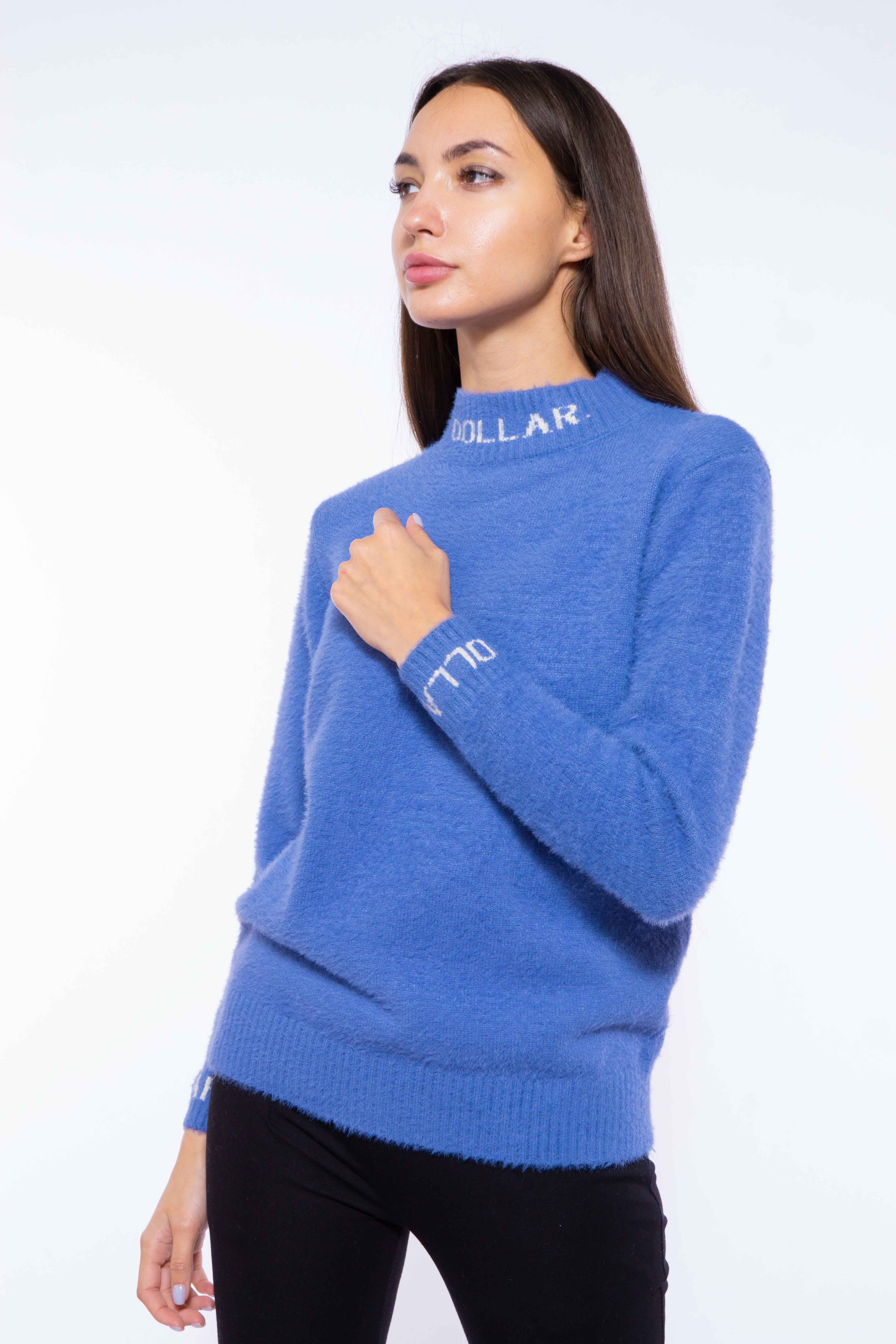 

Модный свитер с надписями на воротнике Time of Style 120PFA374157 S-M Джинс