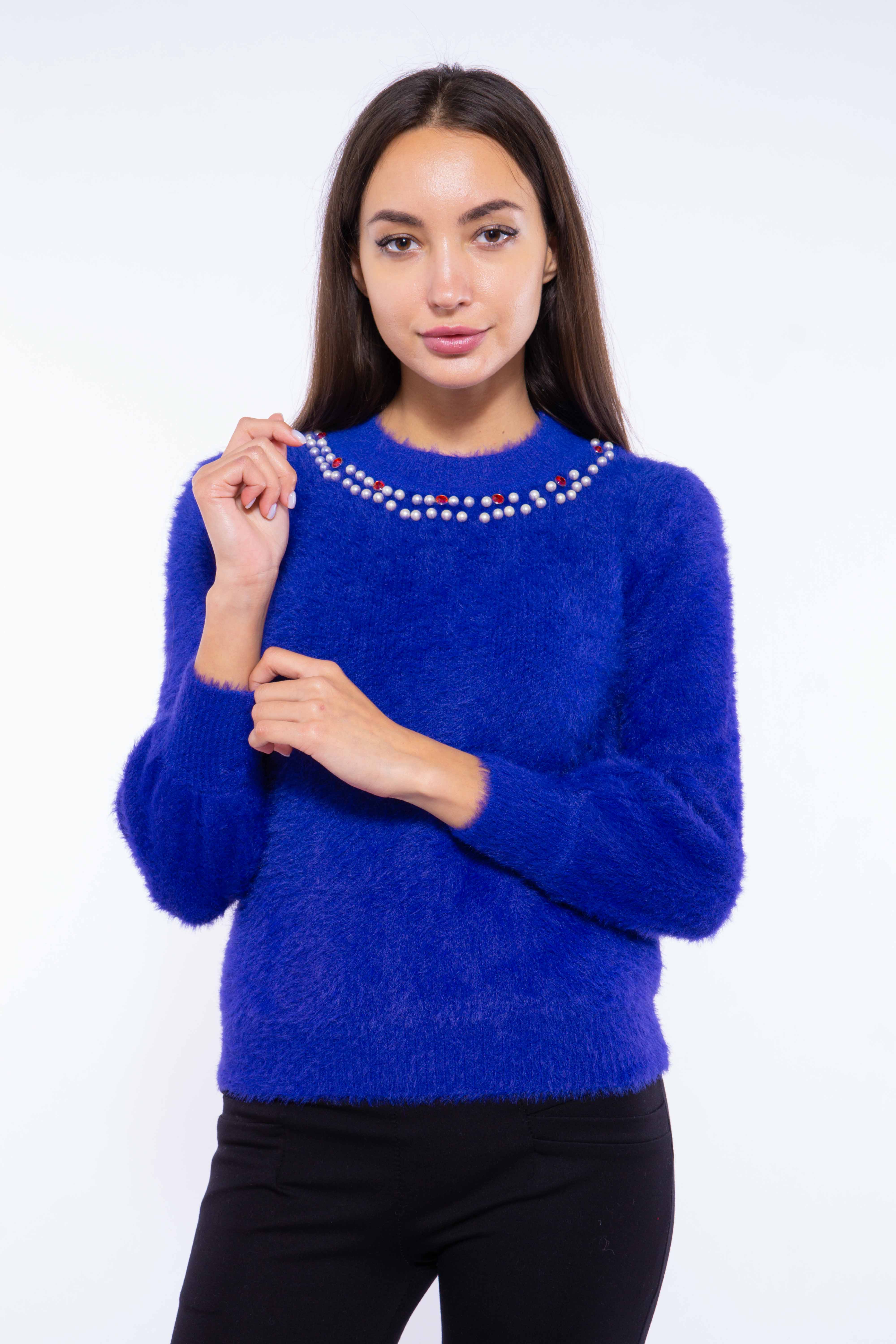 

Свитер женский с бусинками Time of Style 120PFA009078 S-M Индиго