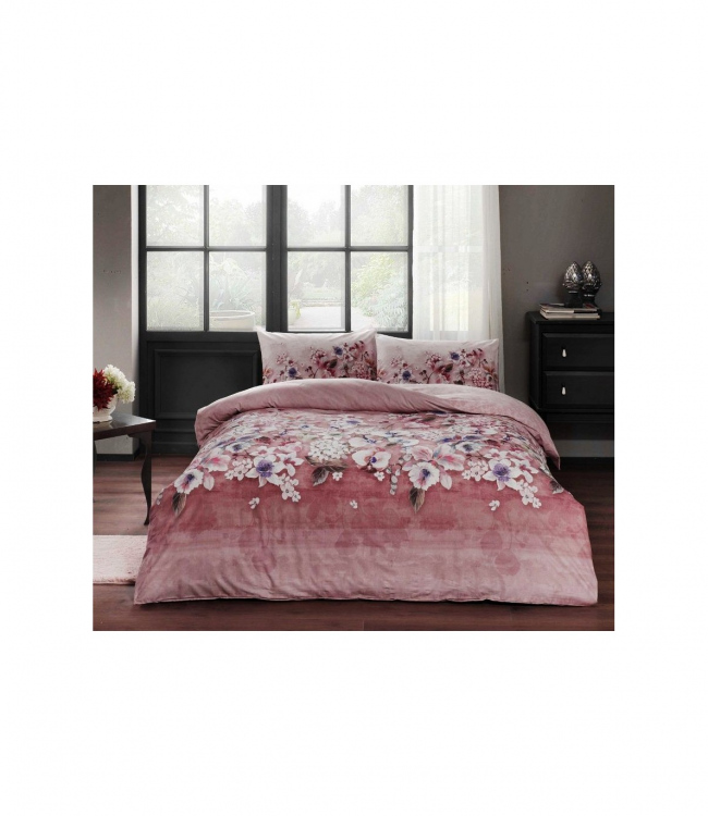 

Комплект постельного белья Tac Евро ранфорс Liza V04 gul kurusu розовый арт.TAC60241872