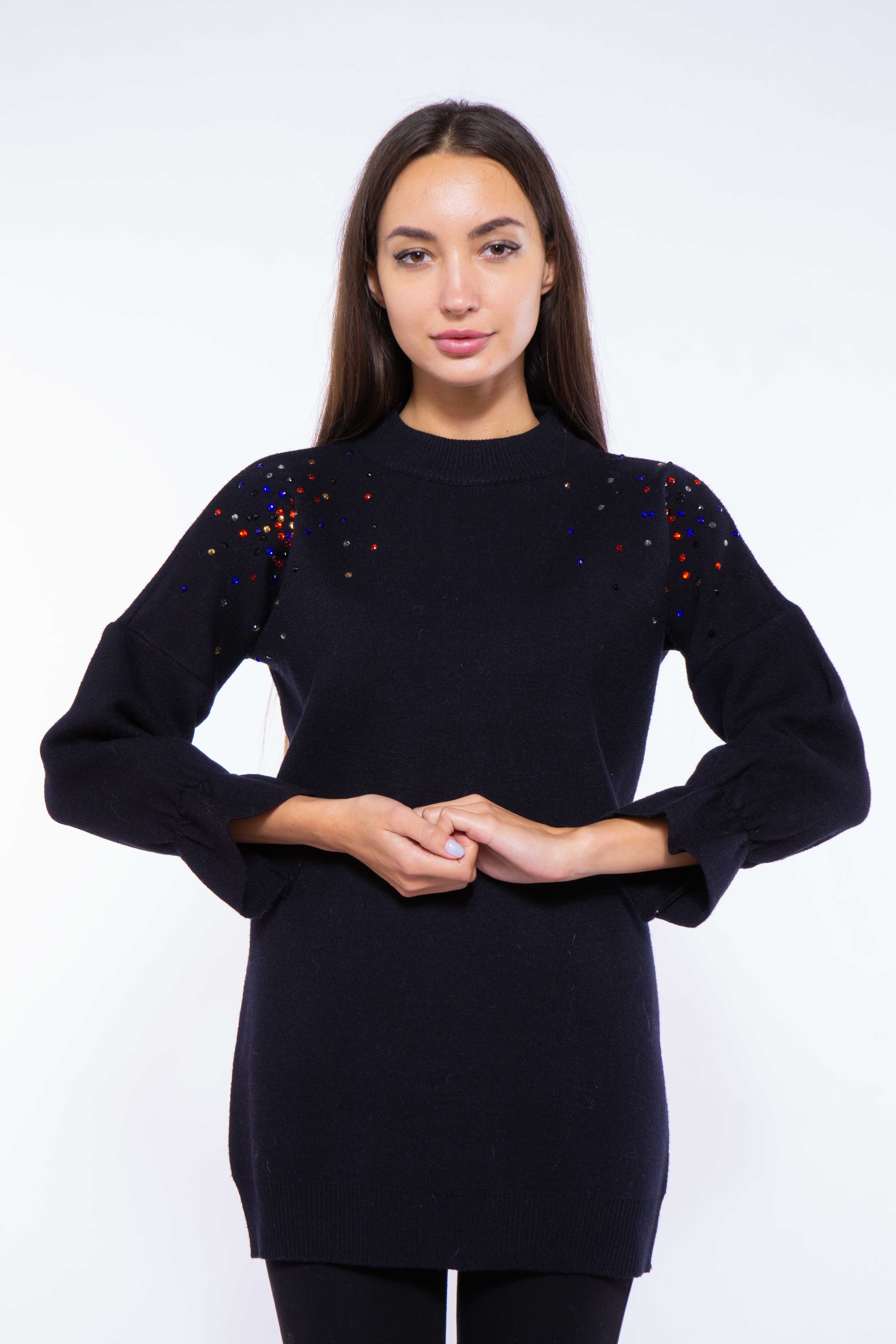 

Свитер со стразами Time of Style 120PFA071128 M-L Черный