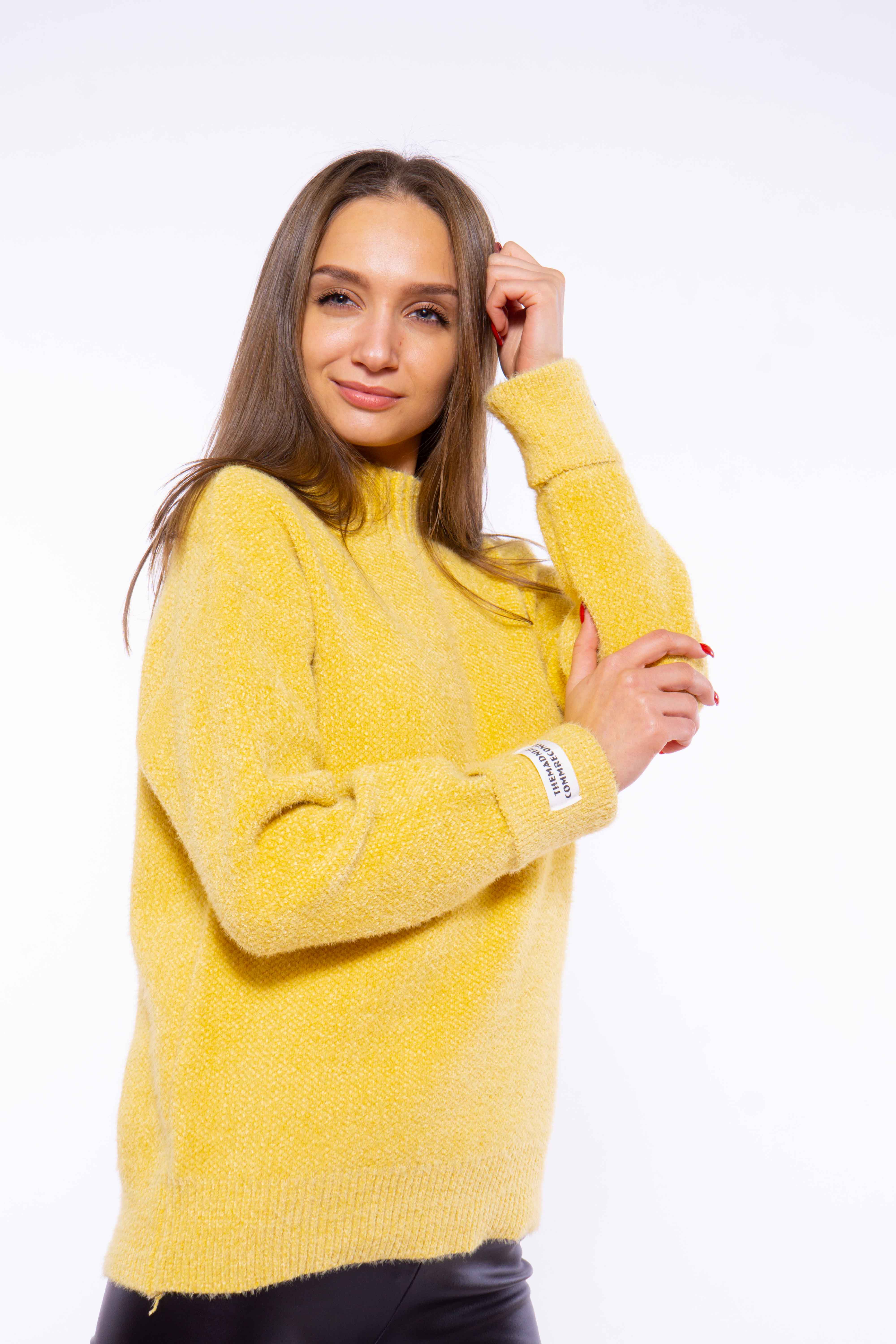 

Свитер с нашивками на манжетах Time of Style 120PER008 S-M Желтый