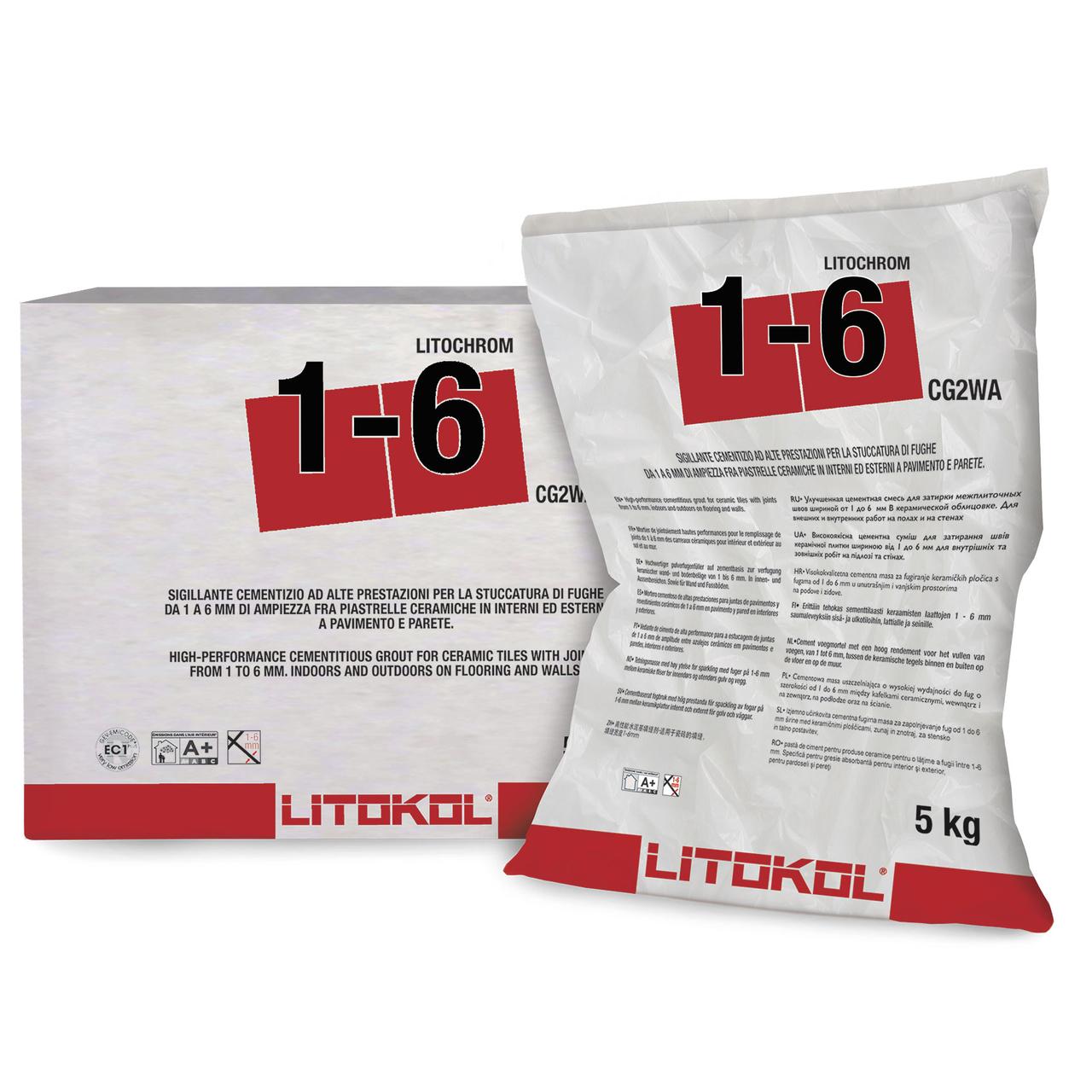 

Затирка цементная Litokol Litochrom(литокол литохром )1-6мм С.50, 5 кг