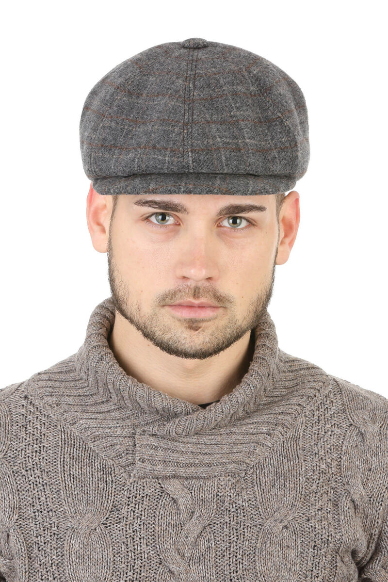 

Кепка восьмиклинка светло-серая в клетку 58см LF Label