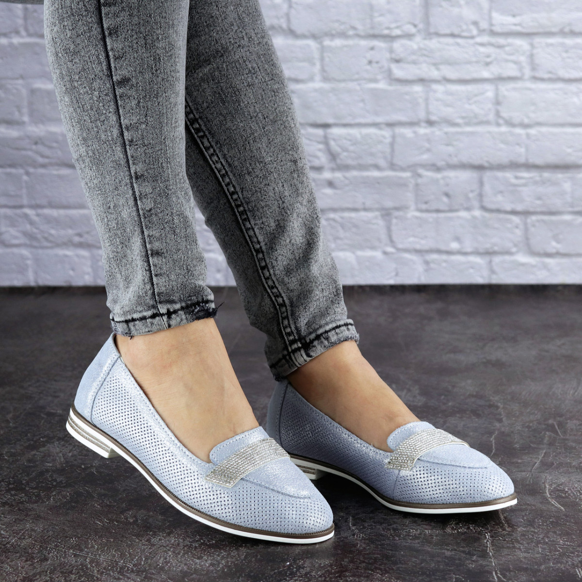 

Мокасины женские кожаные Fashion Josie 1847 37 размер 23,5 см Голубой