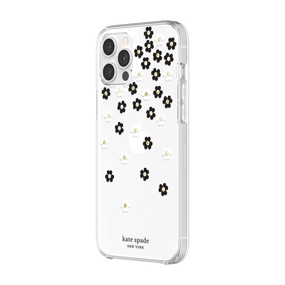 

Чехол для телефона Kate Spade New York Protective Hardshell Case (1-PC Comold) for iPhone 12 Pro Max Scattered Flowers Black/White/Gold Gems/Clear/White (KSIPH-154-SFLBW)