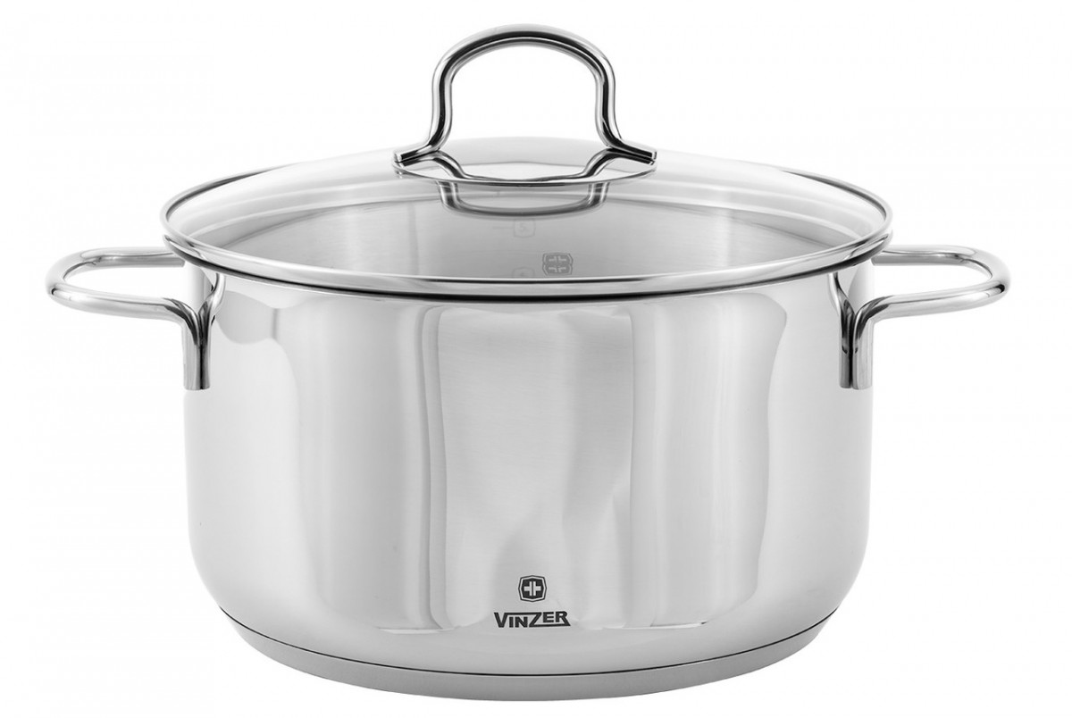 

Кастрюля из нержавеющей стали с крышкой Vinzer 2.8 л. Ø18 см