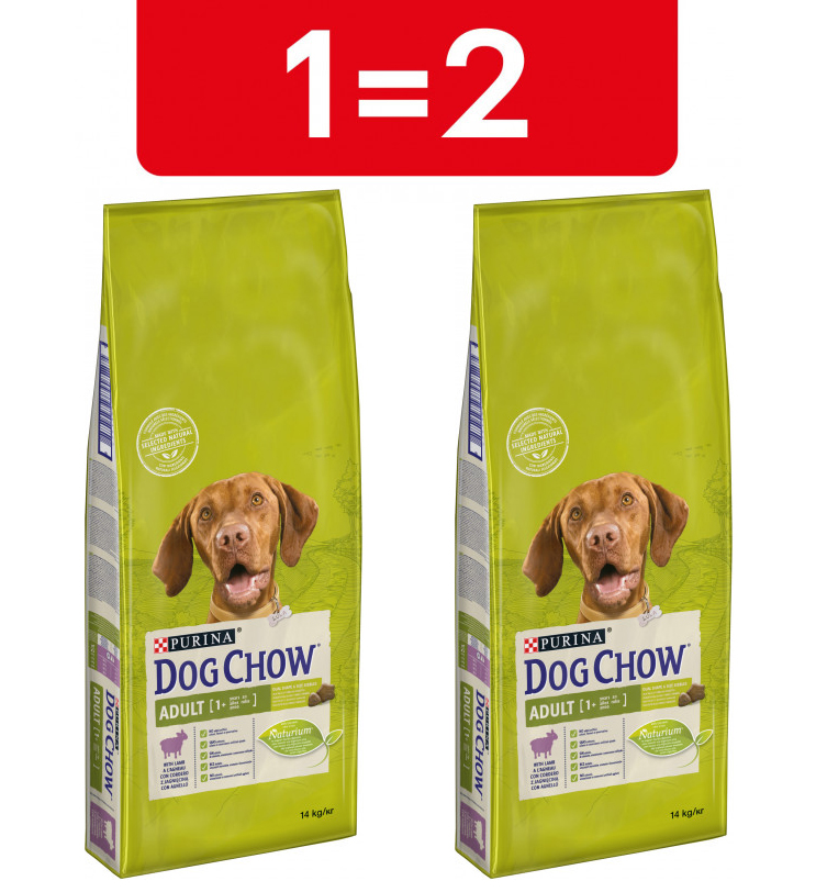 

Благотворительный набор сухого корма для собак Purina Dog Chow 14 кг + 14 кг